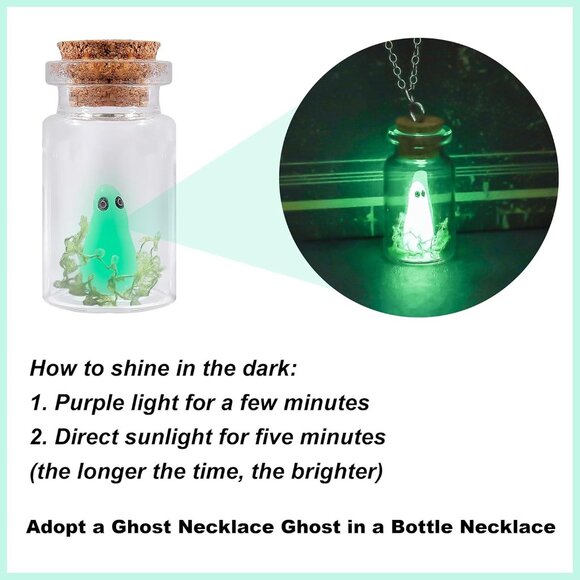 Adopt A Ghost Necklace Glow in The Dark Halloween Ghost Earrings Spooky Charm Pe - Picture 2 of 8